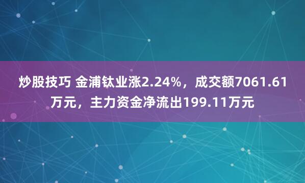 炒股技巧 金浦钛业涨2.24%，成交额7061.61万元，主力资金净流出199.11万元