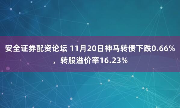 安全证券配资论坛 11月20日神马转债下跌0.66%，转股溢价率16.23%